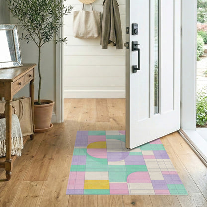 Pastel Geometric Circle Area Rug