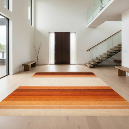Brown Orange Ombre Striped Rug
