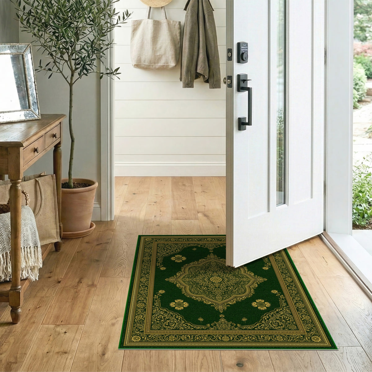 Green Gold Ornate Persian Area Rug