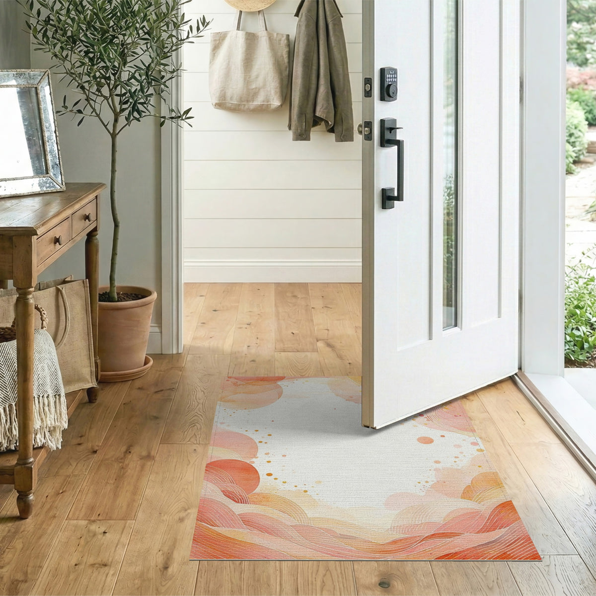 Orange Abstract Area Abstract Orange Wave Area Rug