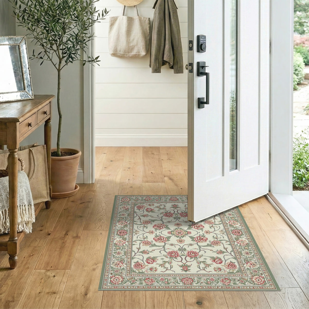 Pink Rose Floral Vintage No. 34 Area Rug
