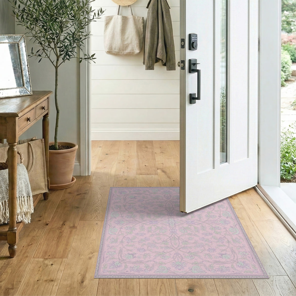 Pink Floral Vintage Area Rug