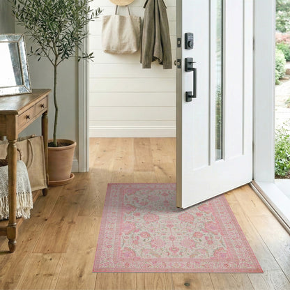 Pink Floral Vintage Area Rug
