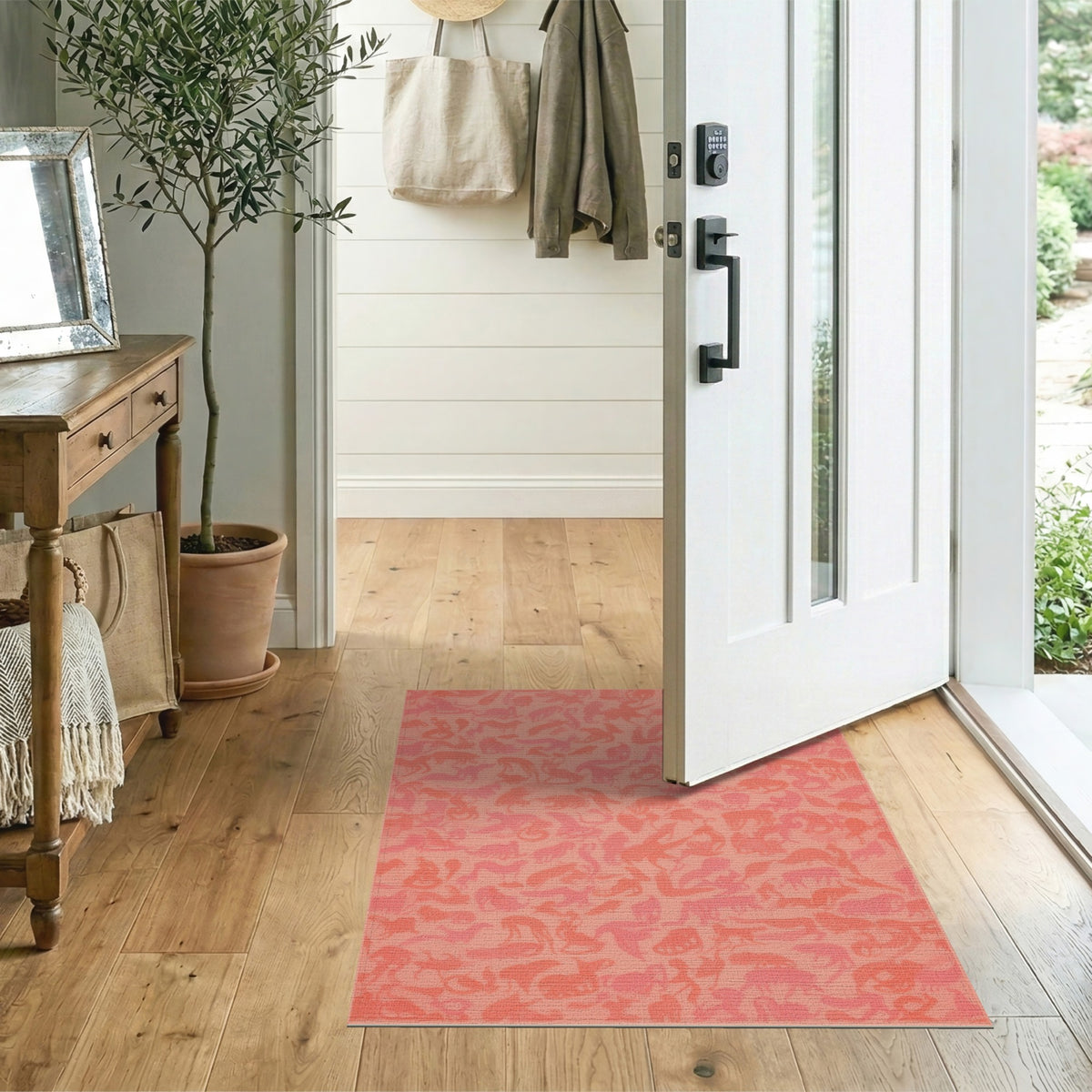 Orange Animal Silhouette Kids Area Rug