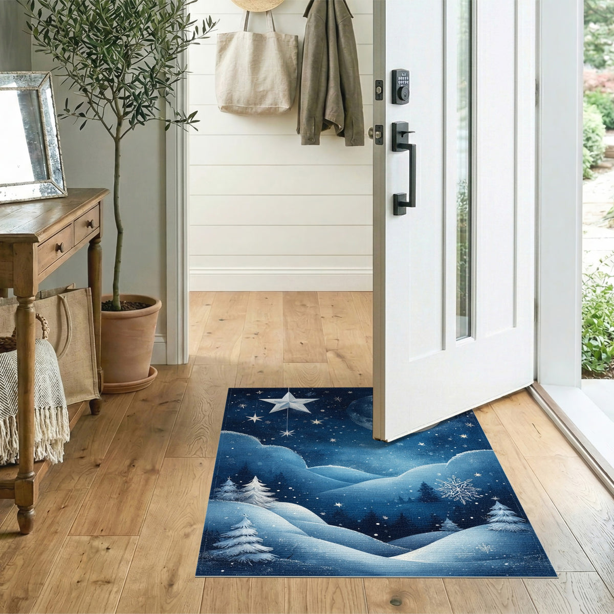 Moonlit Winter Snowscape Area Rug