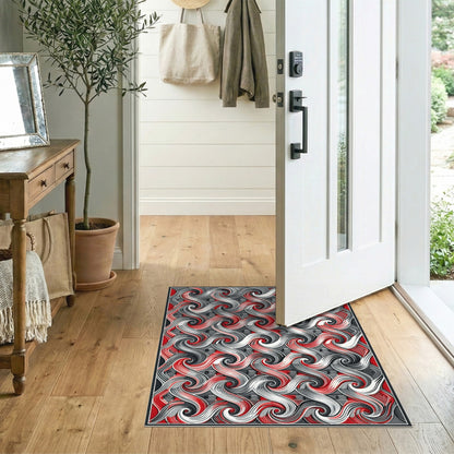 Multi-color and Patterns Red Swirl Abstract Area Rug