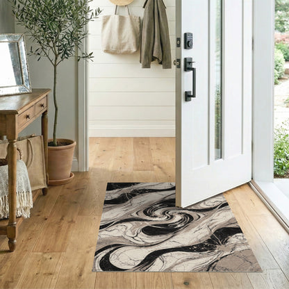 Black and White Swirl Black White Abstract Swirl Area Rug