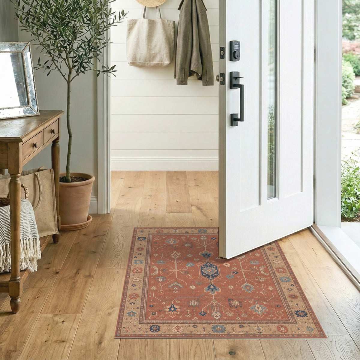Red Traditional Persian Medallion Area Rug
