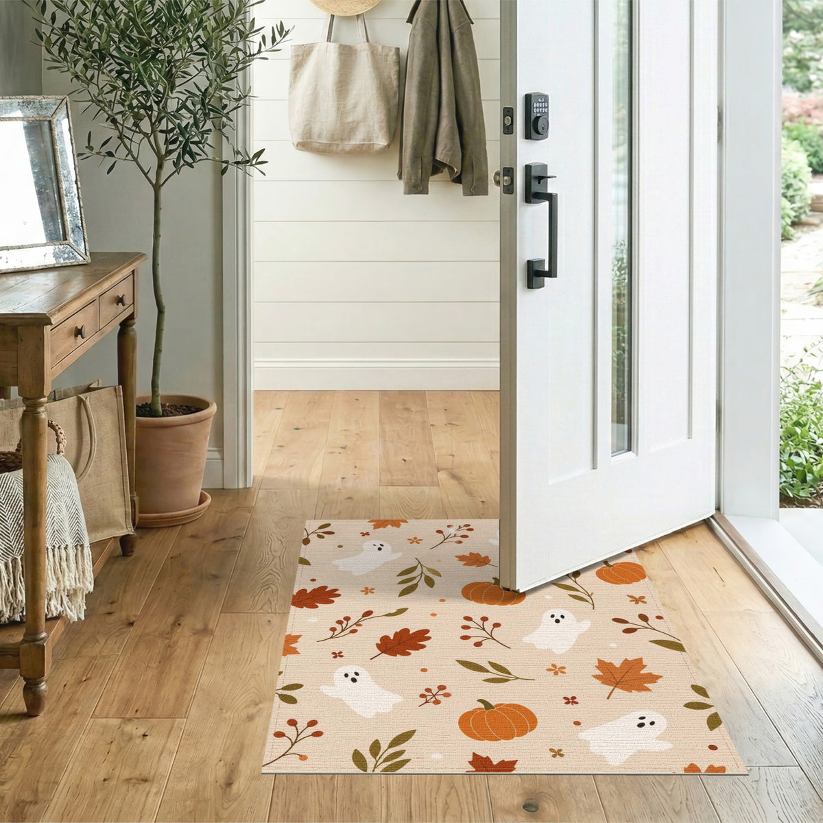 Cute Ghost Pumpkin Washable Area Rug