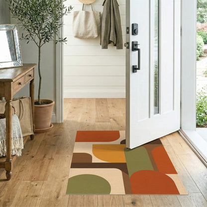 Geometric Modern Area Rug in Warm Orange Tones