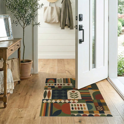 Multi-color and Patterns Multi-Color Geometric Leaf Area Rug