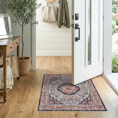 Navy Blue Persian Medallion Area Rug
