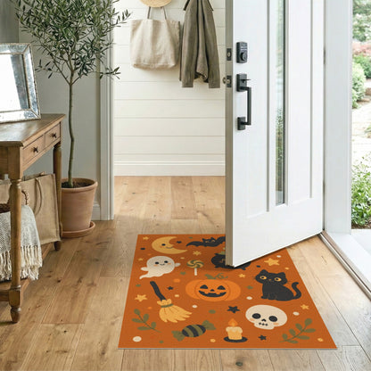 Multi-color and Patterns Cute Halloween Cartoon Kids Area Rug