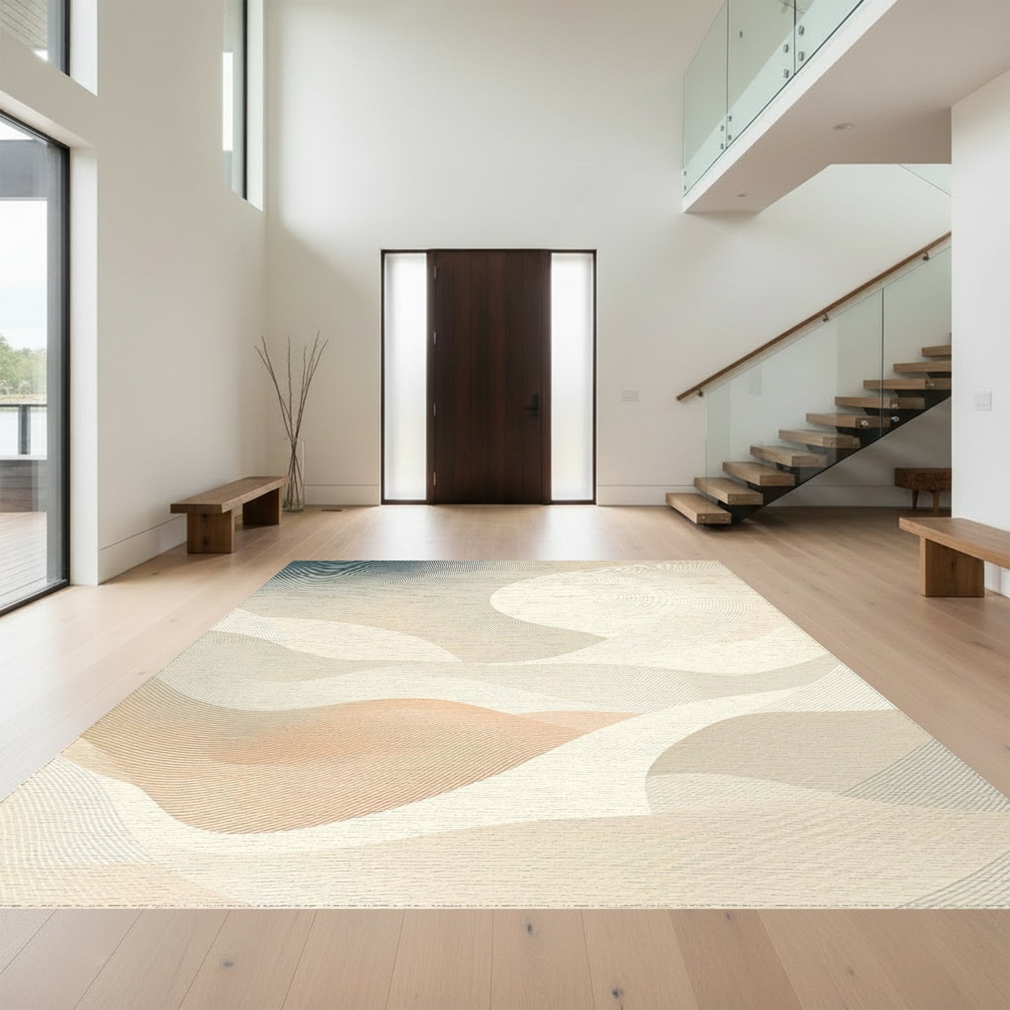 Neutral Swirling Wave Rug