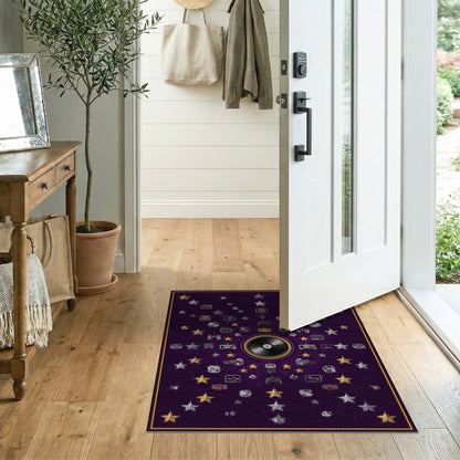 Retro Pixel Gaming Vinyl Purple Area Rug