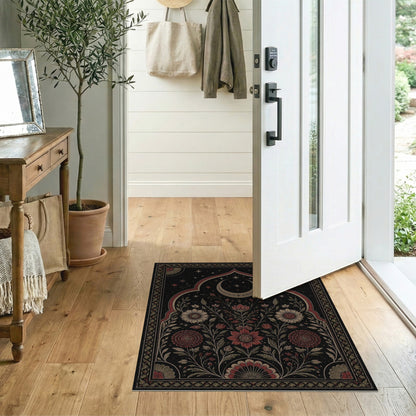 Multi-color and Patterns Celestial Floral Black Area Rug