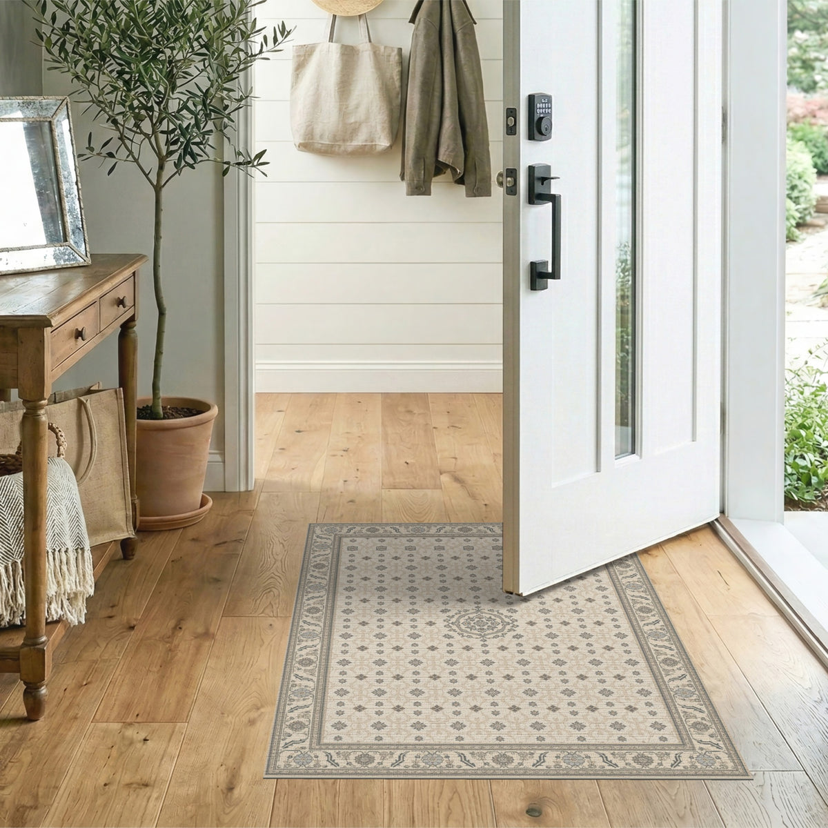 Beige and Neutral Beige Neutral Persian Medallion Area Rug