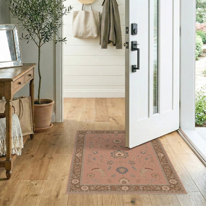 Dusty Rose Floral Vintage Area Rug
