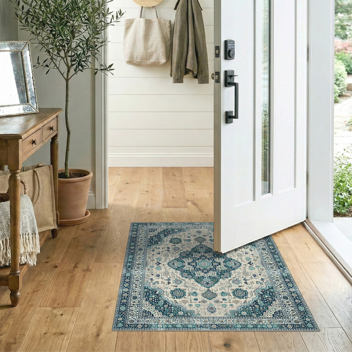 Teal Persian Medallion Area Rug