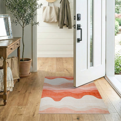 Orange Abstract Area Orange Wavy Abstract Area Rug