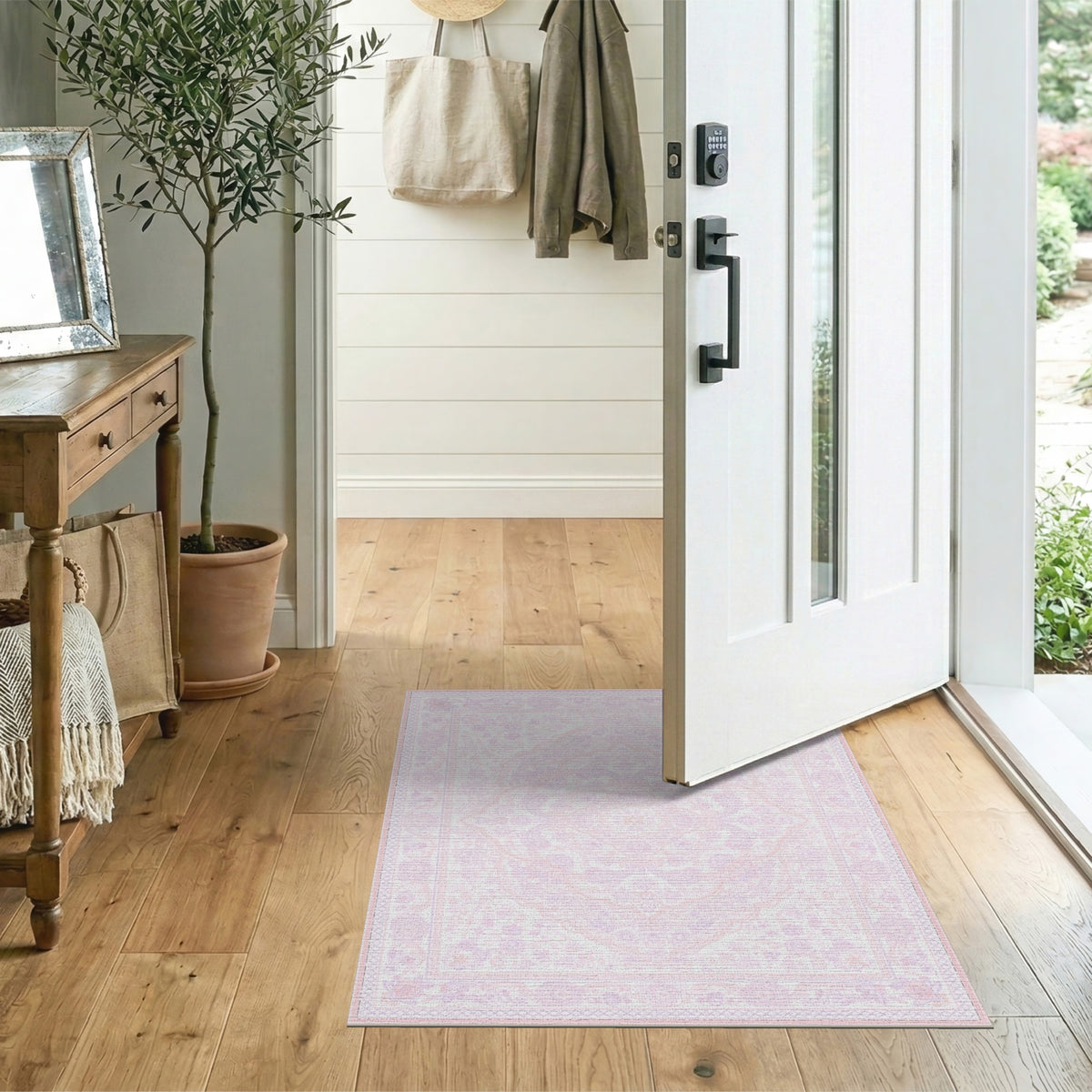 Floral Vintage Medallion Blush Pink Floral Medallion Area Rug