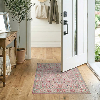 Blush Pink Floral Vintage No. 100 Area Rug