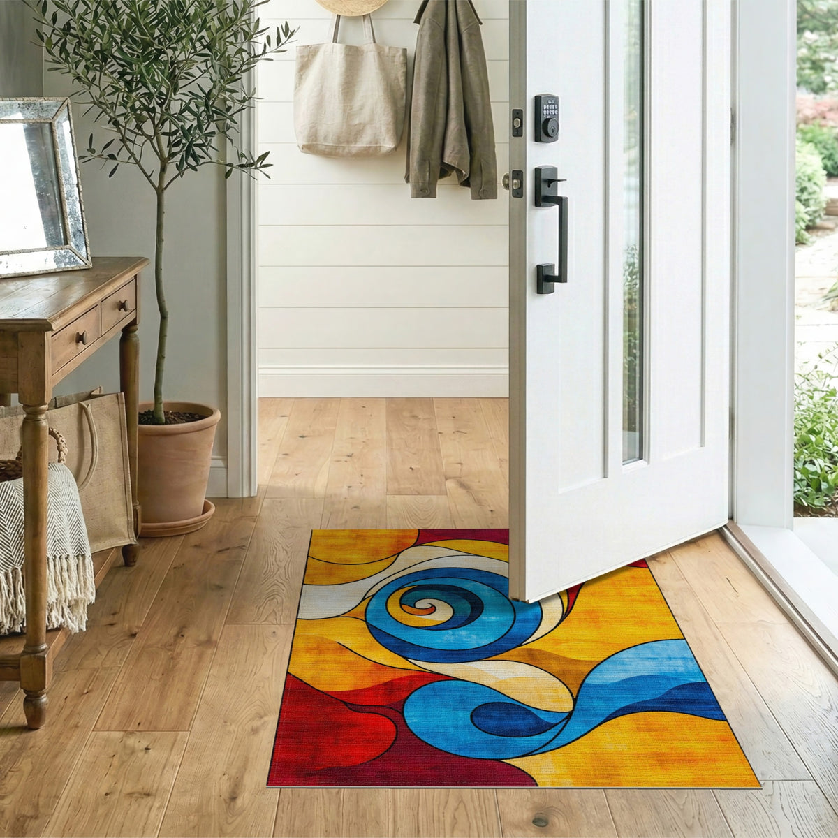 Abstract Area Multi-color and Patterns Vibrant Swirl Abstract Multi-Color Area Rug