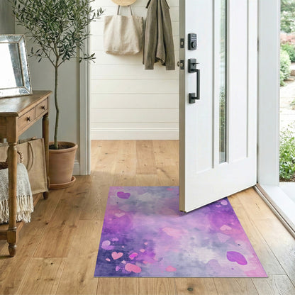 Purple Hearts Watercolor Area Rug