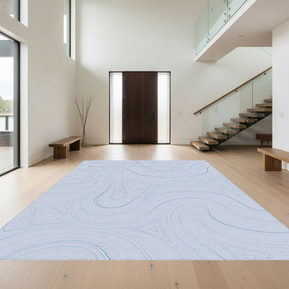 Blue Fluid Wave Abstract Rug
