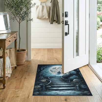 Ghostly Moonlit Staircase Halloween Rug