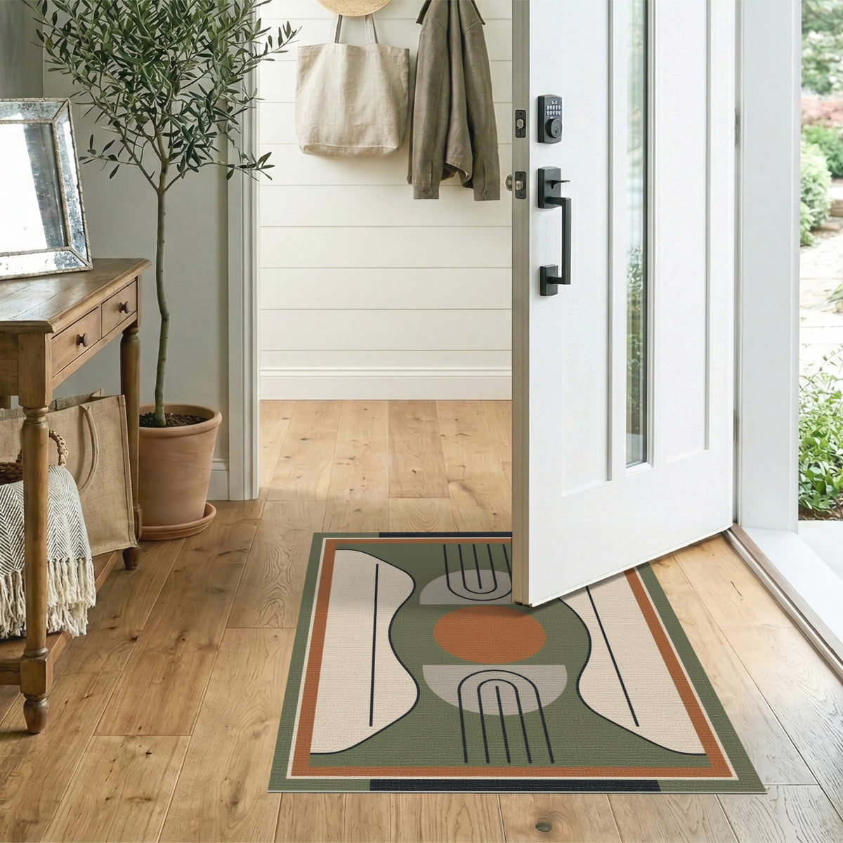 Green Geometric Arch Area Rug