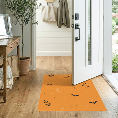 Orange Bats and Moons Kids Area Rug