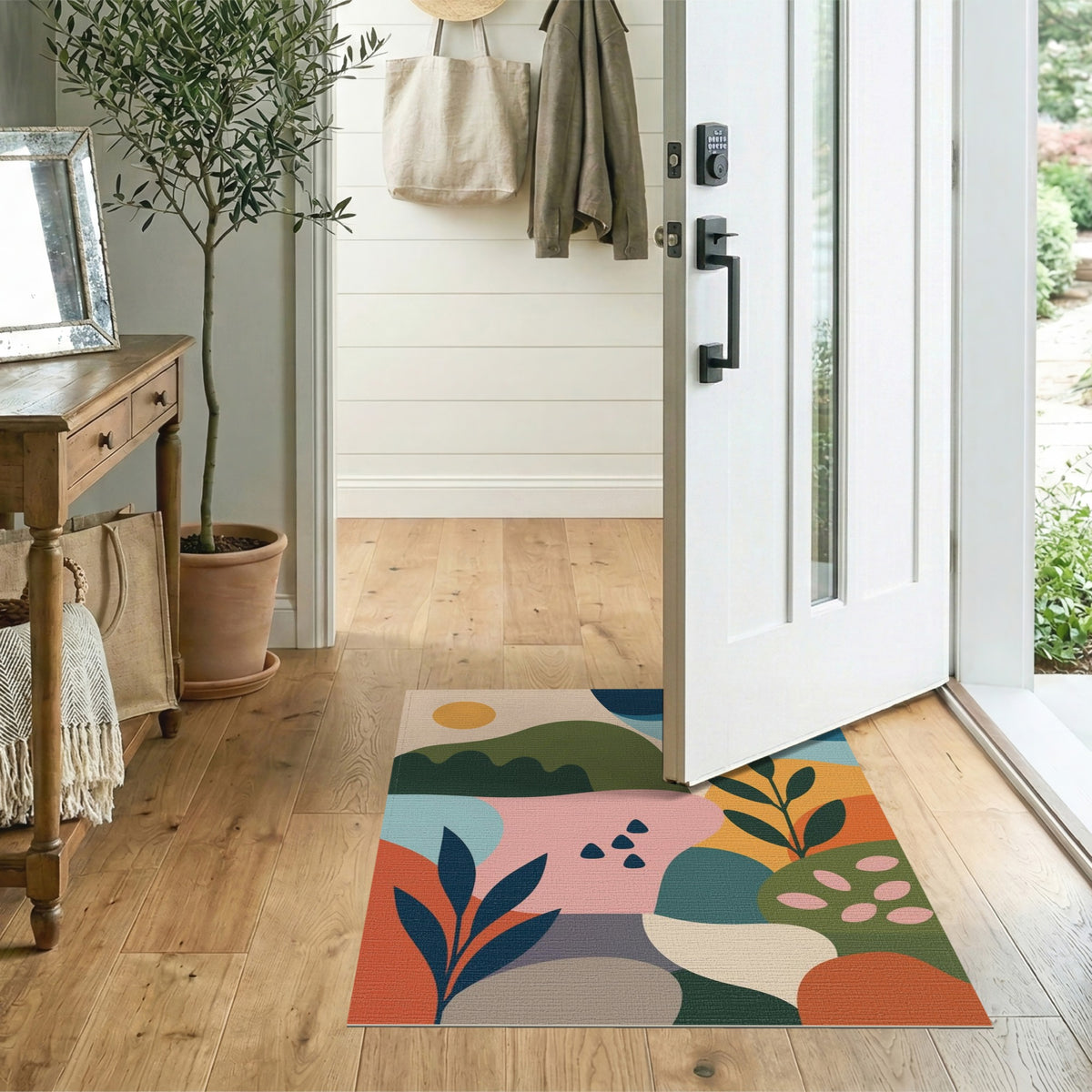 Abstract Botanical Multi-Color Area Rug
