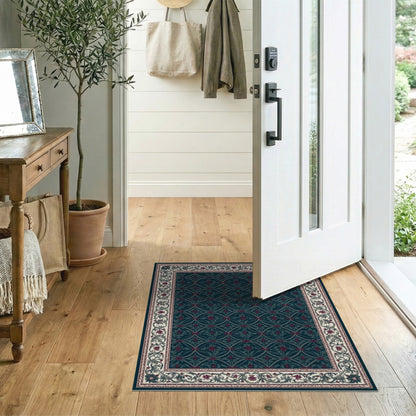 Teal Floral Vintage Area Rug