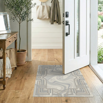 Neutral Geometric Marble Area Rug
