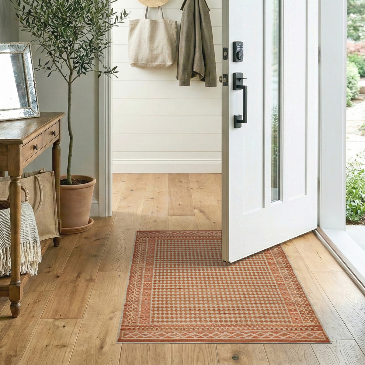 Orange Southwestern Diamond Rug