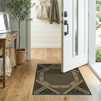 Beige Octagon Medallion Area Rug
