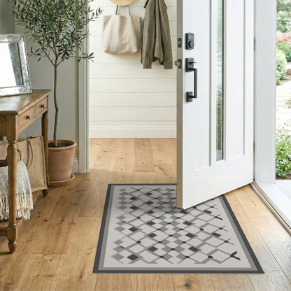 Grey Geometric Lattice Area Rug