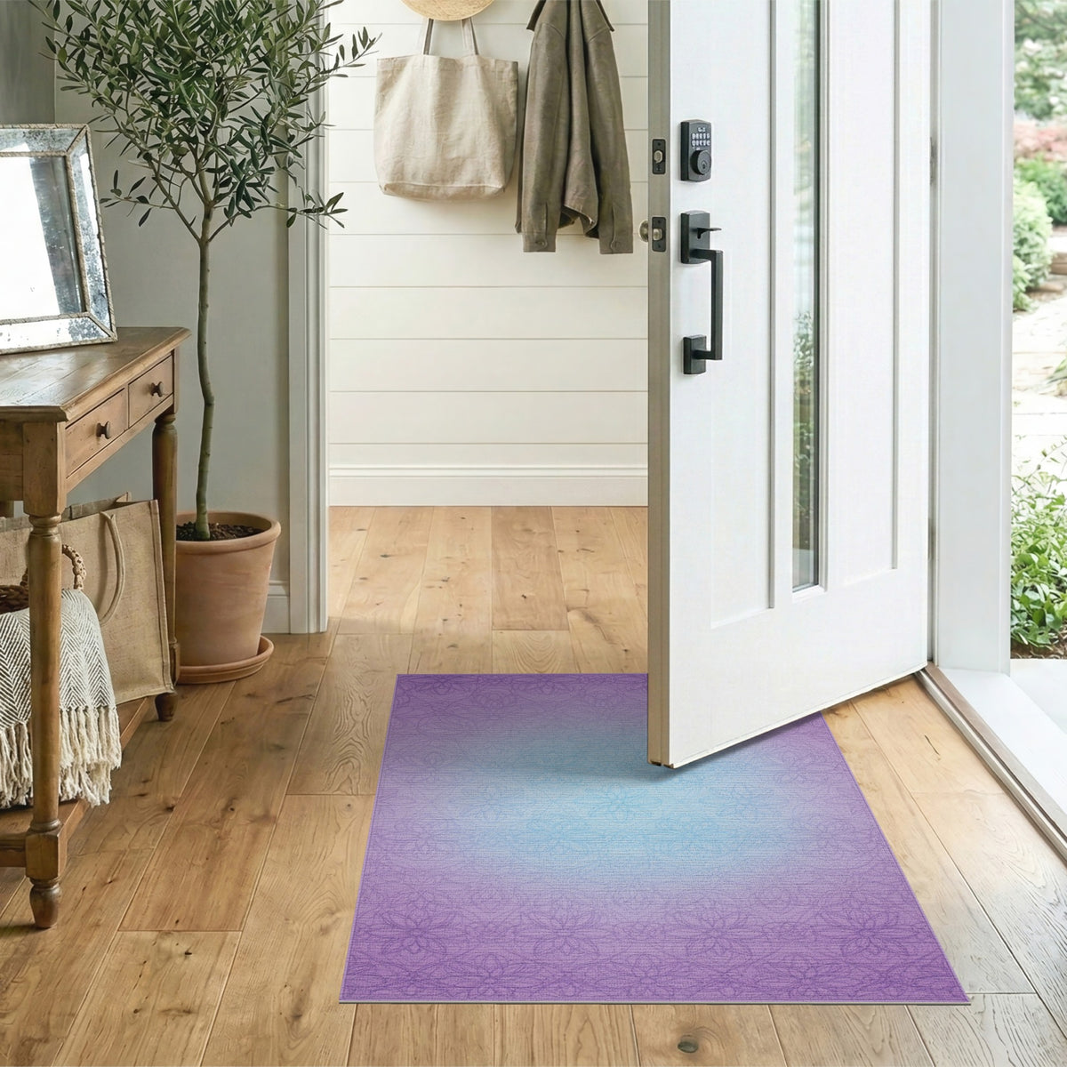 Purple Floral Ombre Vintage Area Rug