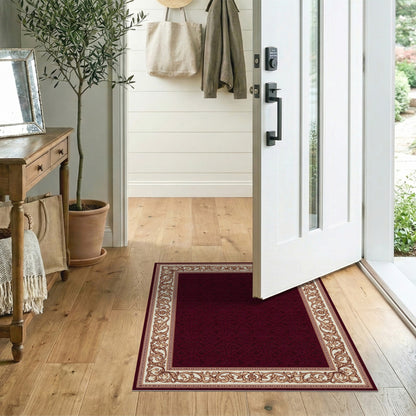 Luxurious Red Persian Area Rug with Ornate Border