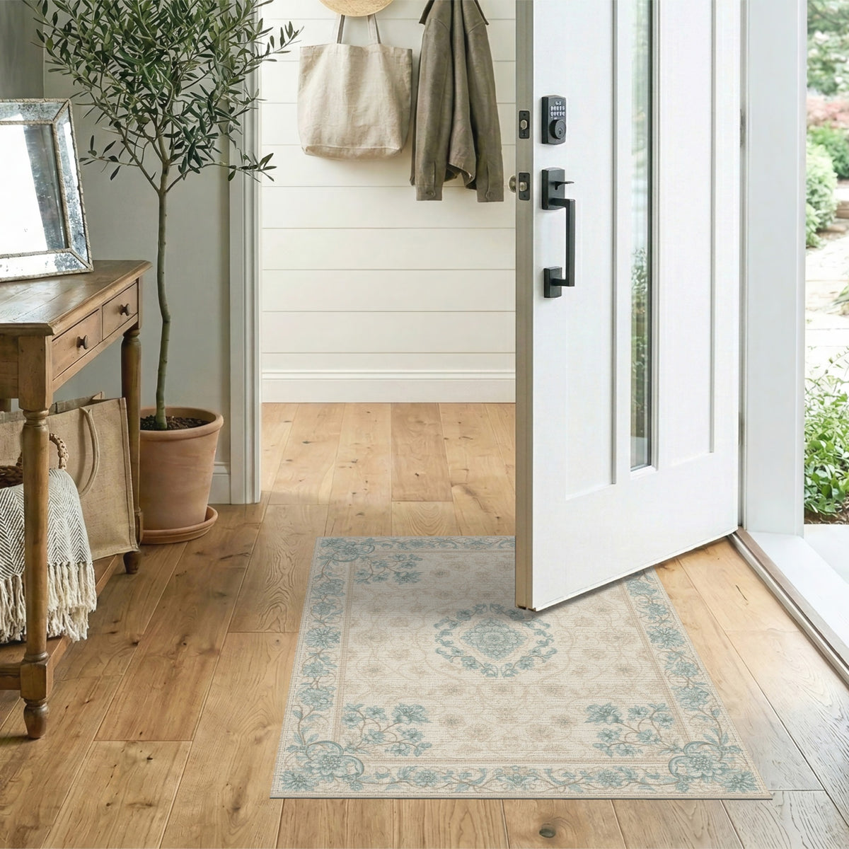 Blue Teal Floral Vintage No. 42 Area Rug