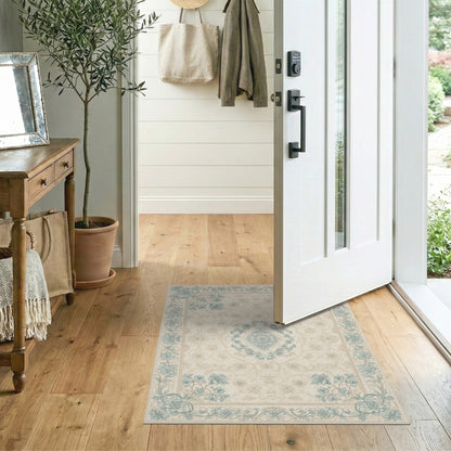 Blue Teal Floral Vintage No. 42 Area Rug