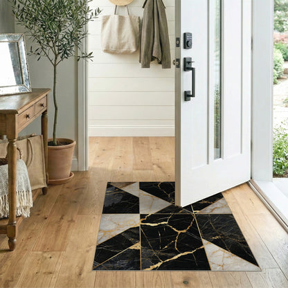 Black Gold Geometric Marble Area Rug