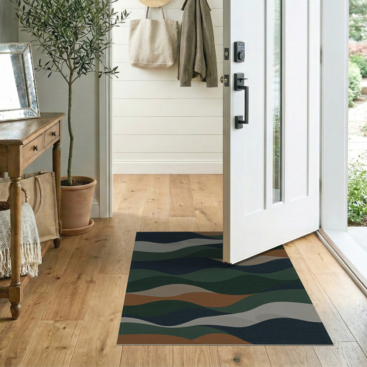 Abstract Wave Multi-Color and Patterns Area Rug