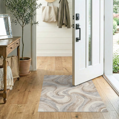 Beige Swirl Abstract No. 4 Area Rug