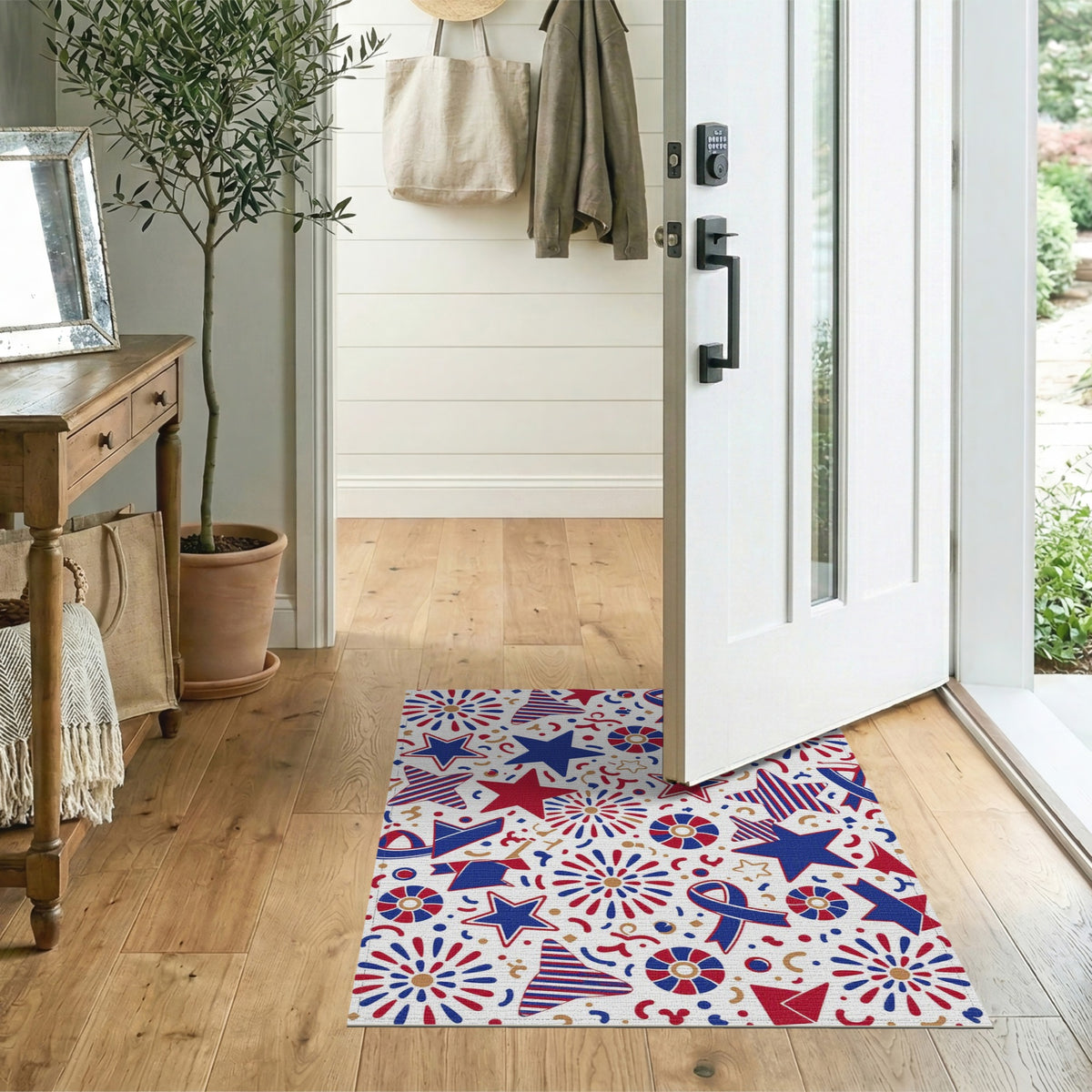 Patriotic Stars and Fireworks Area Rug