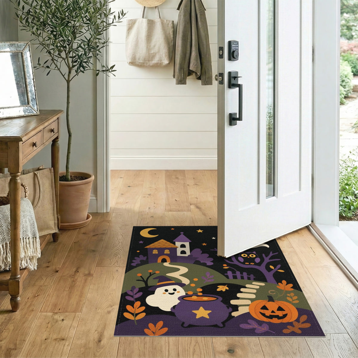 Spooky Ghost Cauldron Halloween Kids Area Rug