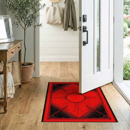 Red Geometric Octagon Area Rug