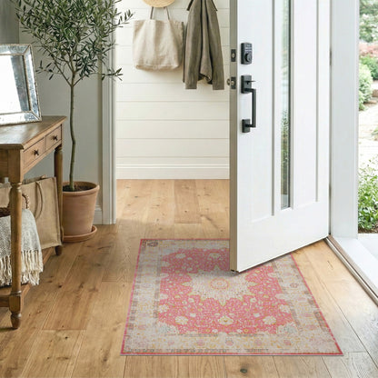 Pink Floral Vintage Medallion No. 10 Area Rug