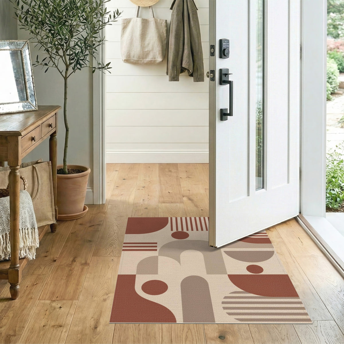 Geometric Brown Arch Area Rug